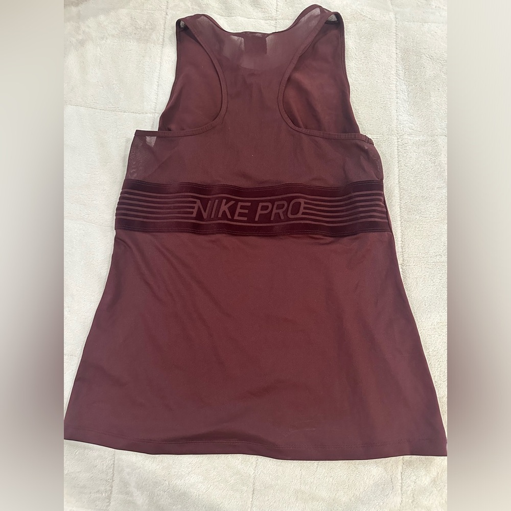 Maroon Nike Pro DRI-FIT running tank